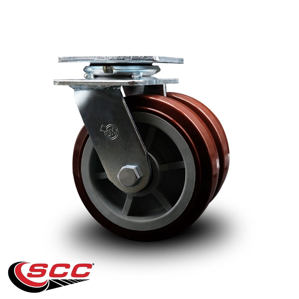 6 Inch Dual Polyurethane Wheels Swivel Caster with Ball Bearing Service Caster