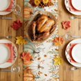 thumbnail image 5 of Orange Green Pumpkins Fall Table Runner - 36 Inch Long Thanksgiving Maple Leaf Retro Cotton and Linen Blended Dress Scarves Farmhouse Table Runner for Kitchen Dining, Coffee Table, 13" x 36", 5 of 8