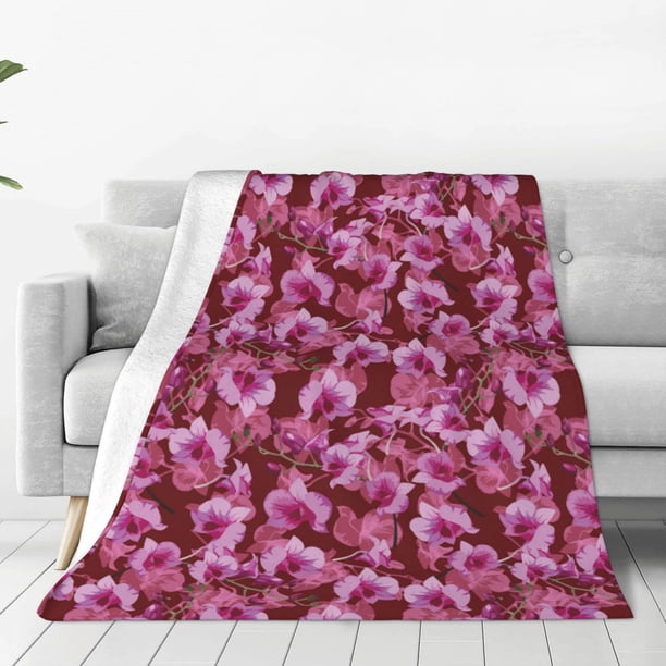 Balery Orchids Flowers Manta de Felpa Suave y Acogedora – Cobija de Franela Aterciopelada para Cama, Lavable y Cálida para Sofá, Mascotas, Transpirable-40"x30"