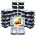 thumbnail image 1 of Enther Contenedores de preparación de comidas [paquete de 20] 2 compartimentos con tapas Caja Bento para almacenamiento de alimentos | Sin BPA | Apilable | Loncheras reutilizables Control de porciones, 1 of 7