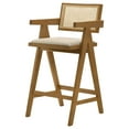 thumbnail image 5 of Kane Solid Wood Bar Stool with Woven Rattan Back and Upholstered Seat Light Walnut (Set of 2), 5 of 6