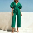 thumbnail image 6 of PNTUTB Women’s Fashion V-Neck Short Sleeve ASdjustable Strap Zipper Pockets Jumpsuit Pants, 6 of 7
