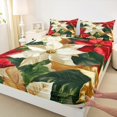 thumbnail image 3 of Manfei Chic Christmas Flower Bed Sheets,Merry Xmas King Sheets,Gred White Green Sheet Set For Teens,Microfiber Bedroom Decor,4-Piece, 3 of 7