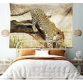 thumbnail image 3 of Exotic Tapestry, Leopard on Tree Trunk Desert Plants Exotic Hunter Predator Big Cat Image, Fabric Wall Hanging Decor for Bedroom Living Room Dorm, 5 Sizes, Yellow Green Brown, by Ambesonne, 3 of 9