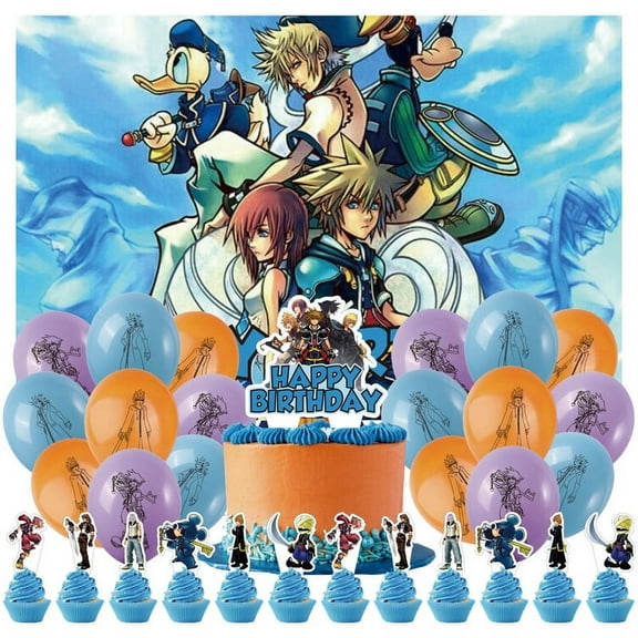 32 Pcs For Kingdom Theme For Hearts Party Decorations,With 5*3ft Birthday Backdrop Decorations,13 Cupcake Toppers,18 Balloons,for Birthday Party Decorations