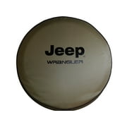 SpareCover - ABC Series Jeep Wrangler in Black on 32 inch Medium Tan Heavy Vinyl Tire Cover - Made in USA only