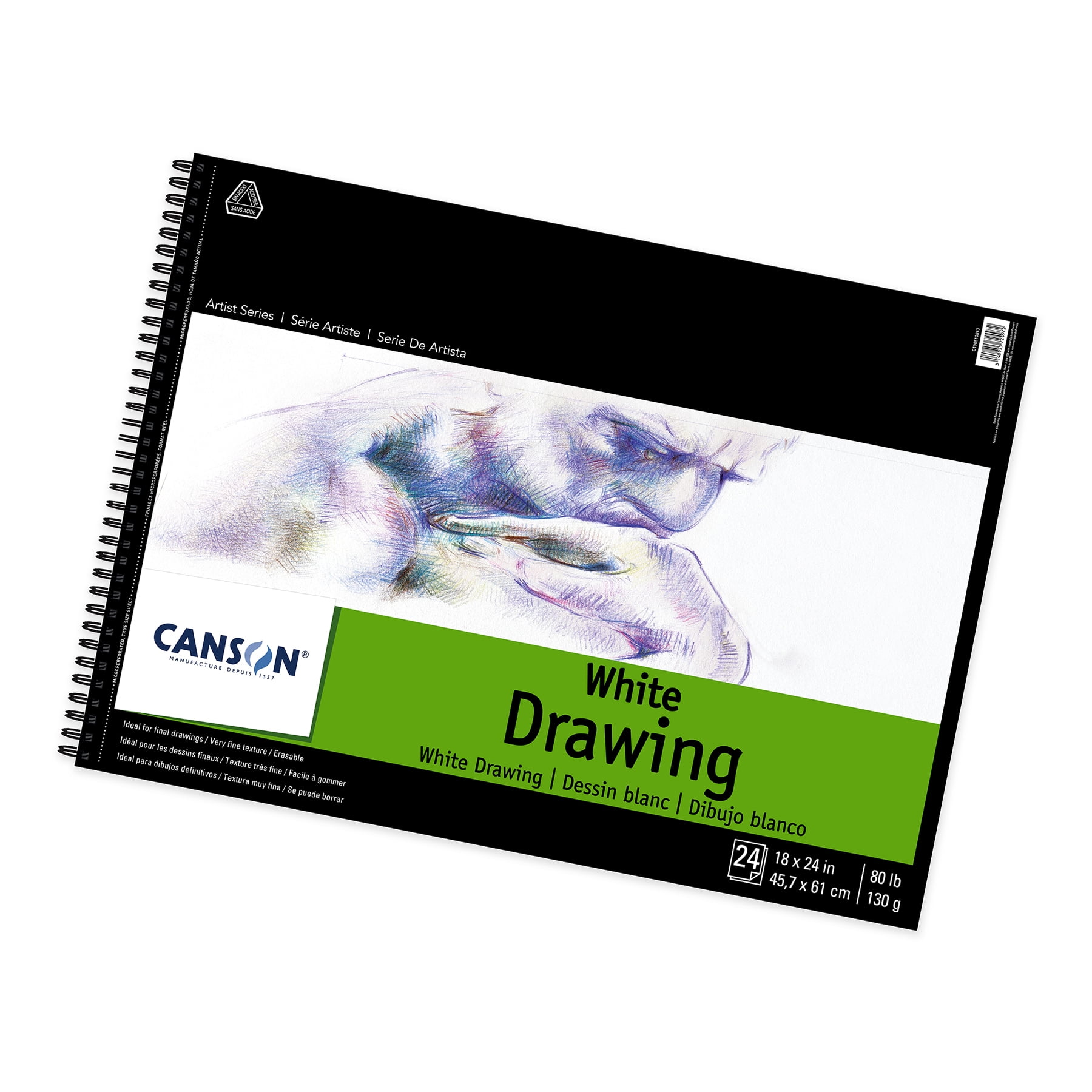Canson Artist Series Pure White Drawing Pad, 18in x 24in