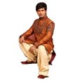 thumbnail image 2 of Pyjama en Soie Brute Moutarde Indienne pour Hommes. Ce Produit Est Fait sur Commande., 2 of 4