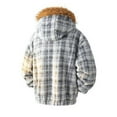 thumbnail image 4 of Sherpa Jackets for Man Plaid Zip Up Long Sleeve Outwear Coats Thickened Insulatedd Coat With Faux Fur Hooded Black L, 4 of 4