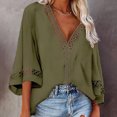 thumbnail image 3 of Mittory Womens Short Sleeve Sexy Summer Tops Lace Trim V Neck Blouses for Women Fashion Tops Dressy Casual Shirts, 3 of 6