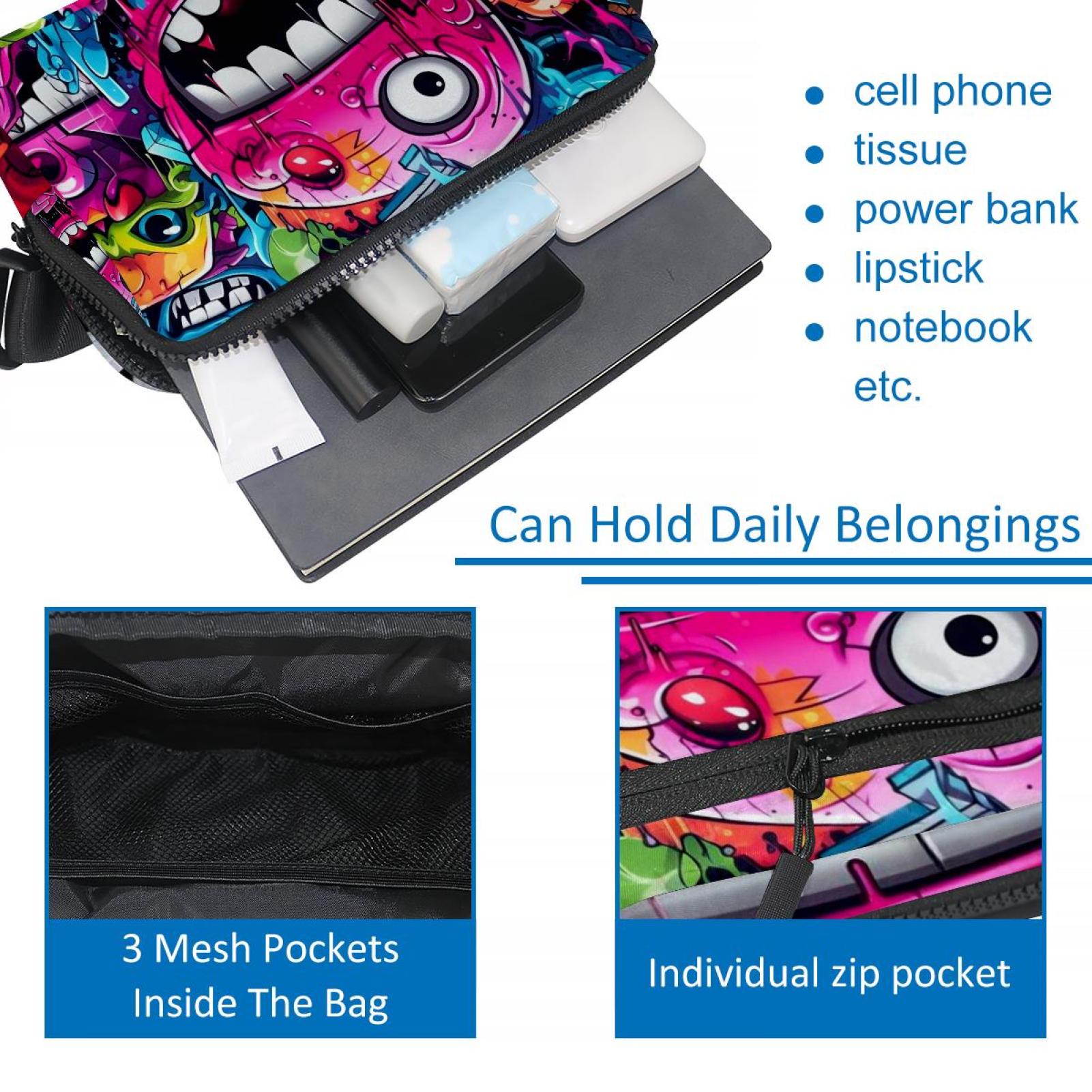 Graffiti Lightweight Adjustable Waist Bag with Extension Strap - Unisex Sling Bag for Travel and Outdoor Activities