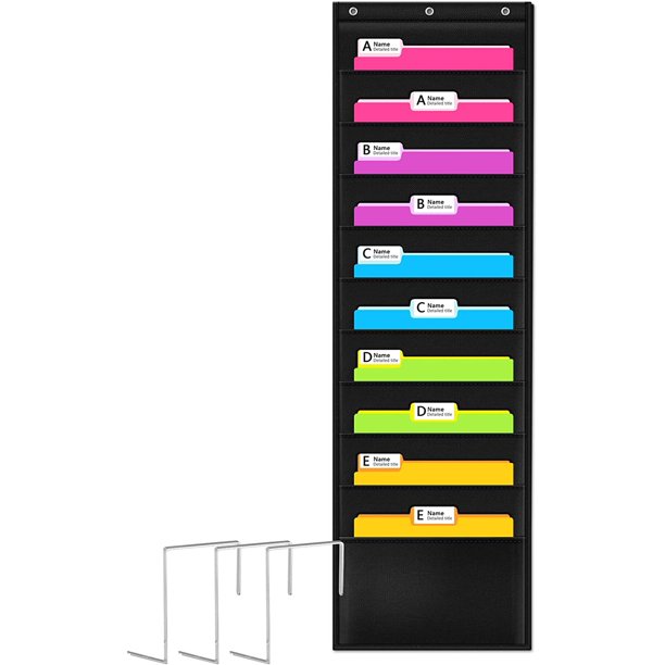 Husfou Hanging File Folder Organizer, 10 Pockets Cascading Wall Storage