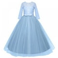 thumbnail image 4 of XBASW Flower Girl Princess Dresses 4/3 Sleeves Party Dress Spring Fall Tulle Gowns Christmas Dresses for Toddler Kids Teen 14-14Y, 4 of 9
