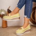 thumbnail image 3 of Wedge Loafers for Women Platform Cute Dress Casual Business Shoes Comfortable Lightweight Slip on Work Shoes with Gold Chain Yellow Size 6.5, 3 of 5