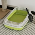 thumbnail image 4 of VAJUSO Cat Litter Box Pet Litter Tray Heighten Portable Semi Closed Splashproof Cat Kitten Toilet for Small Pets Indoor(Green, 18.9x12.6x5.51in), 4 of 6