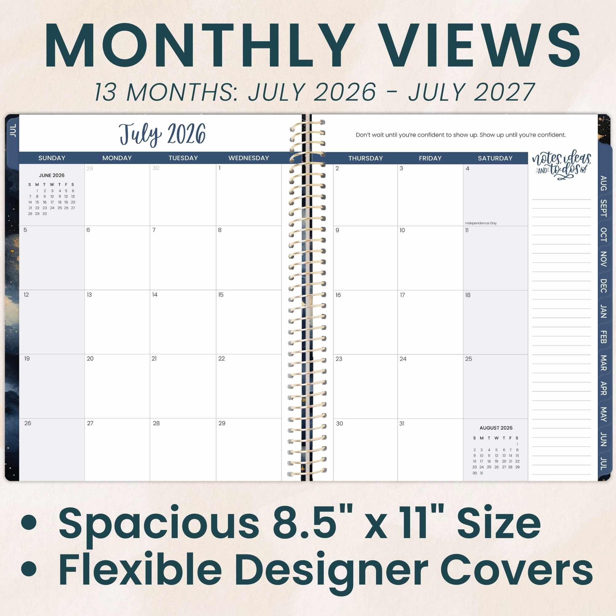 bloom daily planners 2026-2027 Academic Planner, 13 Month Monthly & Weekly, 8.5" x 11" Soft Cover, Stickers Included, Midnight Sky