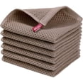 thumbnail image 1 of Waffle Weave toalla de cocina, toalla de cocina, paños de cocina, ideal para cocina casera, pañuelo de limpieza, 12 x 12 pulgadas, paquete de 6 marrón TUNC Sencillez, 1 of 5