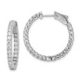 thumbnail image 1 of 925 Sterling Silver 2.1mm Cubic Zirconia Cz Round Hinged Hoop Earrings In/out, 1 of 5