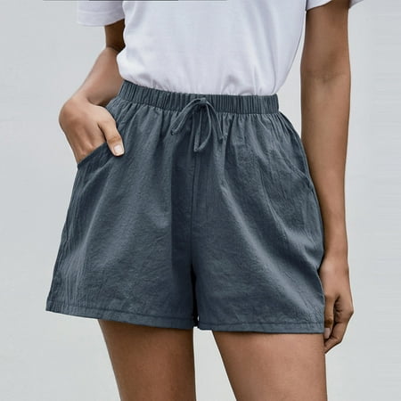 

Okbop Athletic Shorts for Women Summer Loose Wide Leg Pants High Waist Straight Pants Cotton Linen Shorts Maternity Shorts Dark Gray S(4)