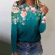 thumbnail image 1 of ICHUANYI Liquidación Moda Mujer Verano Sexy Doblez Impreso Regular Mujeres Manga Larga Cuello Redondo Botón Top ICHUANYI WER202308253270, 1 of 4