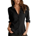 thumbnail image 2 of GaThRRgYP Womens Tank Tops Women'S Linen Spring/Summer V-Neck Pullover Button Shirt Longt-Sleeved Top, 2 of 8