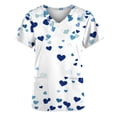 thumbnail image 4 of Fewfanhot Women's Clothing Valentine Scrub Tops Women V-Neck Short Sleeve Holiday Themed Heart Scrubs, 4 of 5