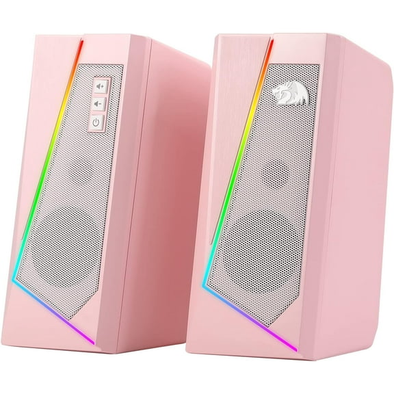 Redragon GS520 RGB Desktop Speakers, 2.0 Channel PC Computer Stereo Speaker with 6 Colorful LED