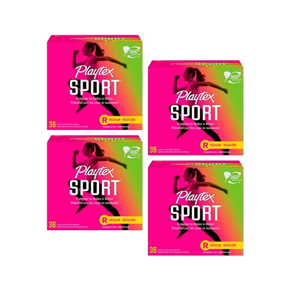 Playtex Sport Regular Absorbency Tampons, Unscented 36 ea (Pack of 4)