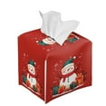 thumbnail image 6 of ZUXONGSY Christmas Snowman Square Tissue Box Cover 2 Pieces PU Leather Tissue Box Covers Decorative Holder Organizer Portable Facial Tissue Case Christmas Home Decoration, 6 of 7