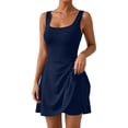 thumbnail image 4 of IWRICH Women's Athletic Dress with Built-In Shorts Workout Tennis Golf Active Wear U Neck A-Line Dresses BU1 S, 4 of 8