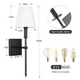 thumbnail image 3 of LamQee 1-Light Wall Sconce with White Fabric Shade - N/A Matte Black, 3 of 5