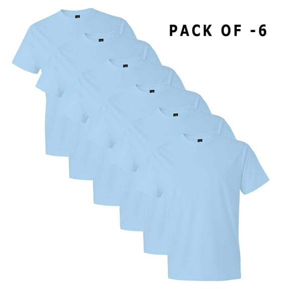 Gildan Men's Softstyle T-Shirt - Baby Blue | Lightweight 4.5oz Short Sleeve Tee, Rib collar Size L Shirt Pack of 6