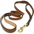 thumbnail image 1 of Colliers Toucher Doux Laisse Tressée en Cuir pour Chien Poignée de Circulation, 1 of 5