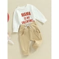 thumbnail image 4 of Elippeo Valentine´s Day Boys 2pcs Outfits 6M 12M 18M 24M 3Y Letter Print Toddler Long Sleeve Sweatshirt and Elastic Casual Pants Suit, 4 of 9