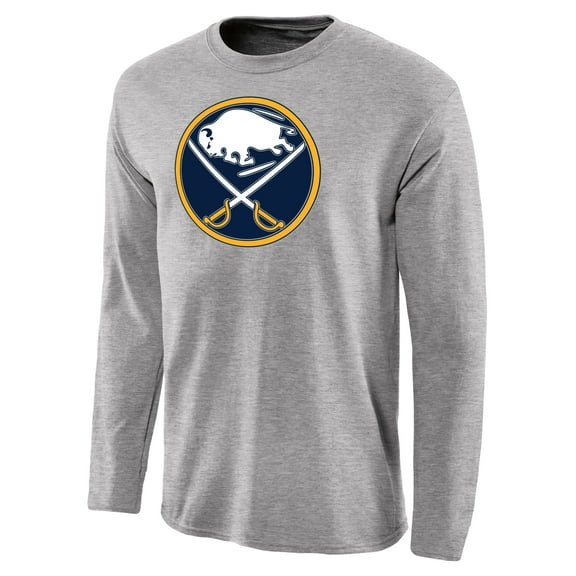Men's Ash Buffalo Sabres Team Primary Logo 2 Long Sleeve T-Shirt