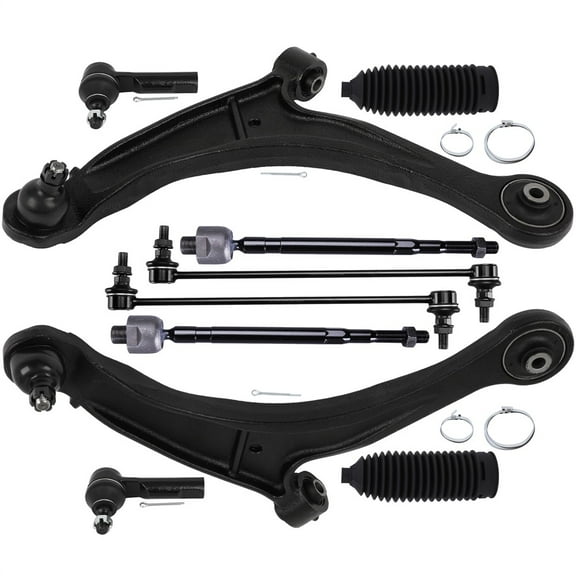 SCITOO 10pcs Front Suspension Kit Lower Control Arm with Ball Joint fit 2006-2014 for Honda Ridgeline Outer Inner Tie Rod End w/Steering Boot Sway Bar Link