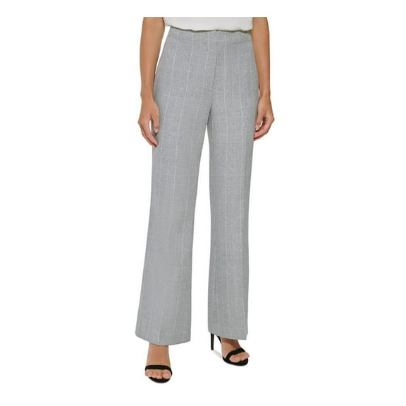 DKNY Womens Petites High-Rise Formal Wide Leg Pants