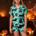 thumbnail image 2 of CAUYDY Kids Halloween Pajamas Sets Girl Button-Down Silk Sleepwear 2 Piece Short Sleeve Loungewear Clothes Set,2-3 Y, 2 of 5