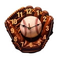 thumbnail image 3 of Reloj de pared con diseño de guante de béisbol, con temática deportiva, de 10 pulgadas, decorativo para escuela, dormitorio y oficina., 3 of 8