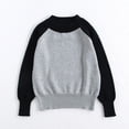 thumbnail image 2 of Pull en Coton Color Block pour Garçons et Filles Col Rond Garde au Chaud Chemise de Base Tricotée Gris, 2 of 5