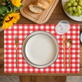 thumbnail image 4 of Red Placemats Set of 6, Country French Rustic Buffalo Plaid Modern Art Placemats for Dining Table, Place Mats for Kitchen Tabletop, Waterproof Wipeable Dining Table Mats Set, 4 of 9