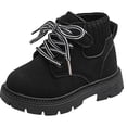 thumbnail image 2 of Babcutegg Toddler Girls Ankle Leather Boots Lace Up Low Heel Non Slip Shoes Fall Winter Fashion Martin Boots Black Size 10 Toddler, 2 of 8
