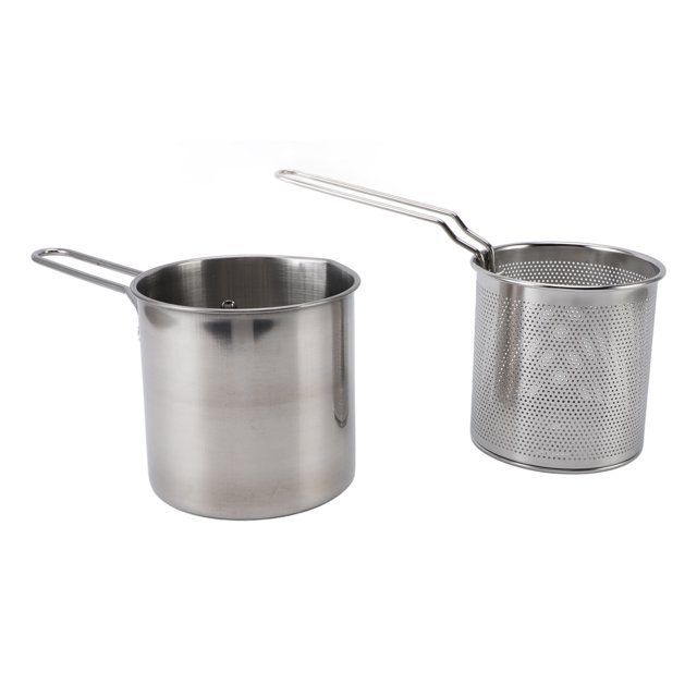 Olla Para Freidora, Resistente A Altas Temperaturas, Ahorro De Espacio, Fácil De Limpiar, Freidora De Acero Inoxidable 304 Con Asa De Cesta Coladora Para Cocina Casera