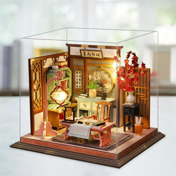 Robotime Sakura densya 3D puzzle en bois bricolage maison de poupée booknook  étagère insert décoratif allée Mini set 