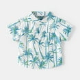 thumbnail image 2 of Ahuyic Summer Toddler Solid Color T-Shirt,Kids Casual Top,Summer New Kids' Leaf Printed Shirt Short Sleeve Flip Tie Pocket Button Casual Seaside Style Shirt Top Short Sleeve Round Neck Top/Shirt, 2 of 5