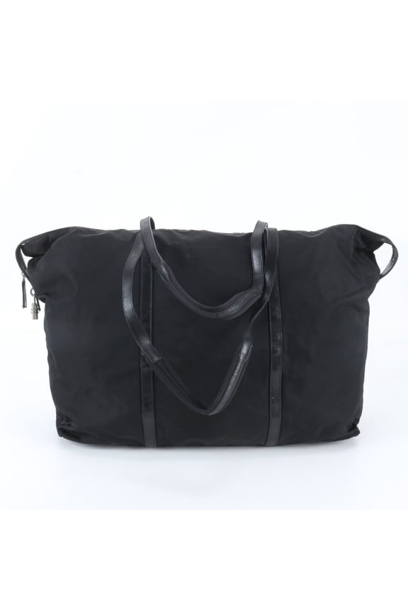 Pre-Owned Prada Tessuto Nylon Triangle Logo Leather Boston Handbag Tote Bag for Men