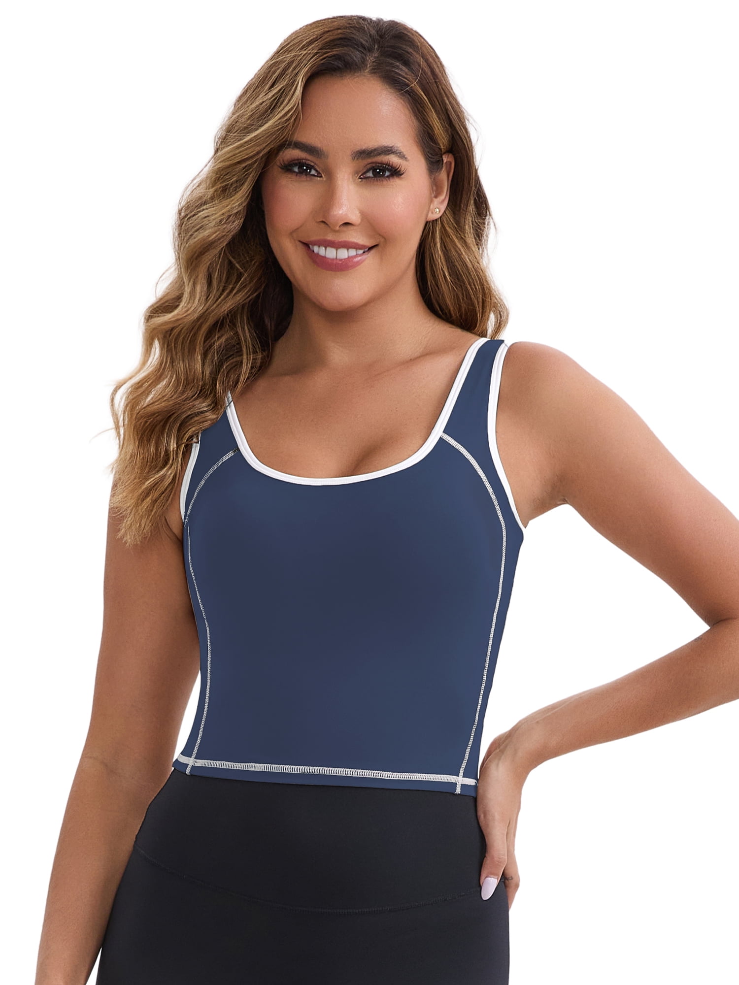 DARING DIVA Women's Nursing Tank Tops Colorblock Cropped Undershirts S Blue