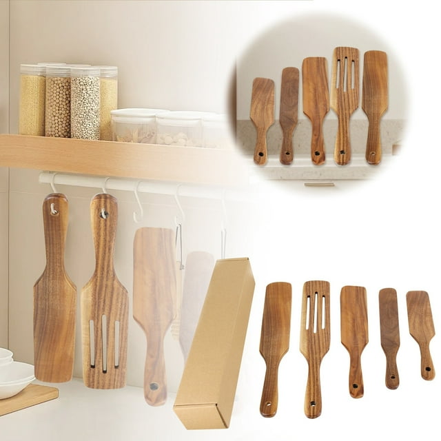 Hearth & Gear 4 Piece Set Of Natural Wooden Kitchen Utensils 5 Piece Set Used For Cooking Stirring Mixing Serving Kitchen Tools Such As The Cookware Silicone Baking Pan Silicone Baking Sheet Baking