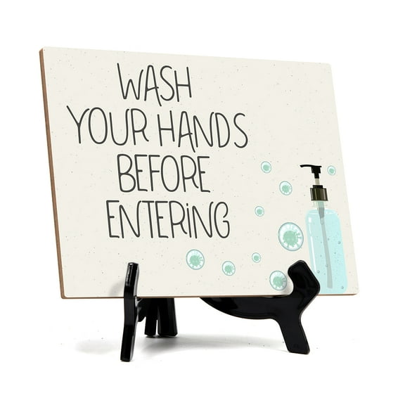 Signs ByLITA Wash Your Hands Before Entering, Hygiene Sign, 6" x 8" (White)