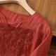 thumbnail image 3 of Tops de Lino para Mujeres Lino de Imitación Bordado Casual de Mediana Longitud con Cuello en V Manga Superior 3/4 para el Hogar Y el Uso Diario, 3 of 5